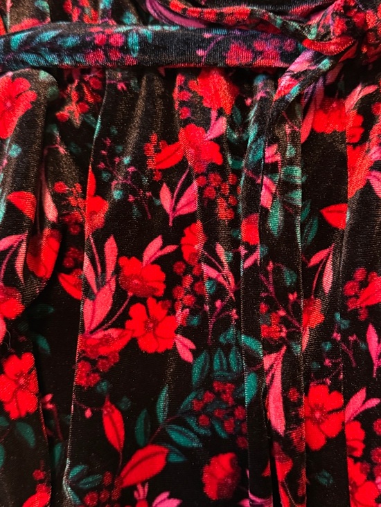 Draper James Velvet Floral Dress Medium Long Sleeve Tie Waist - Picture 5 of 9